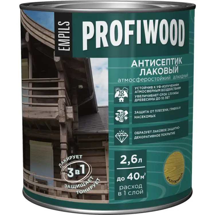 Лаковый тонирующий атмосферостойкий алкидный антисептик Profiwood 67021