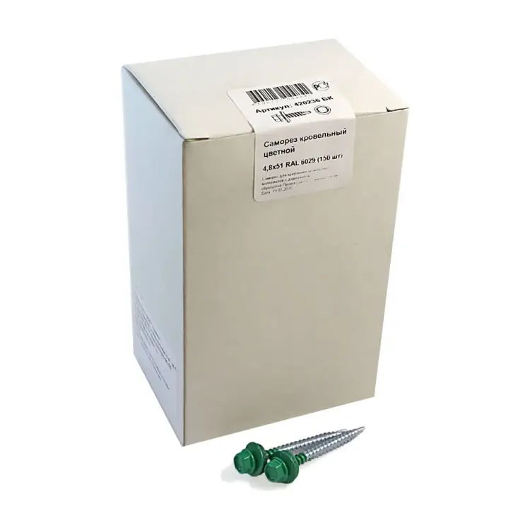 Кровельный саморез крепежная техника 4,8/51 RAL6029 зеленая мята (150 шт.) 420236