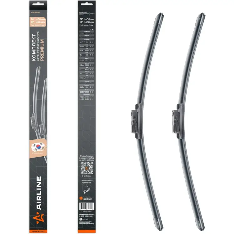 Бескаркасные щетки стеклоочистителя Airline PREMIUM AWBM042