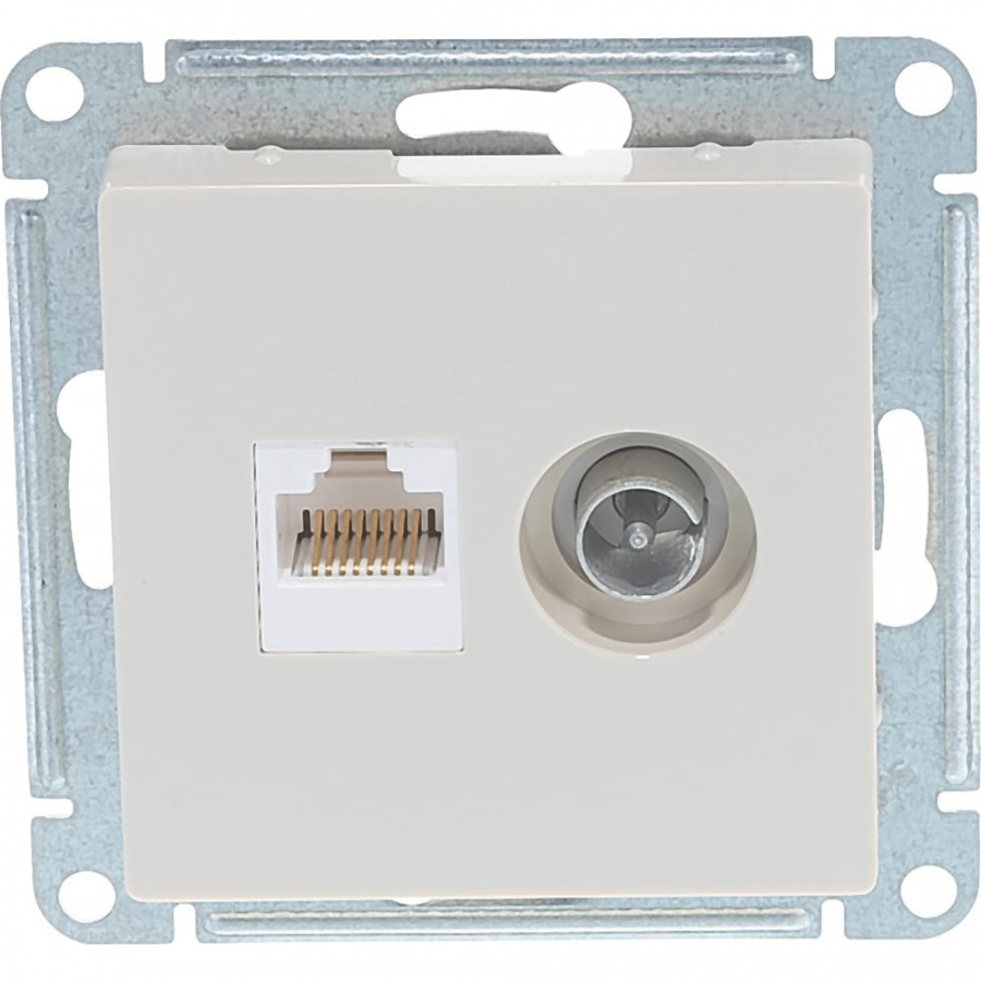 Розетка Schneider Electric ТВ + компьютерная RJ45 Бежевый 2-ая категории 5Е