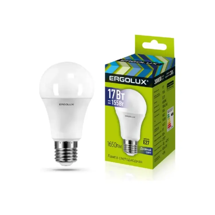Светодиодная лампа Ergolux LED-A60-17W-E27-6K 13181