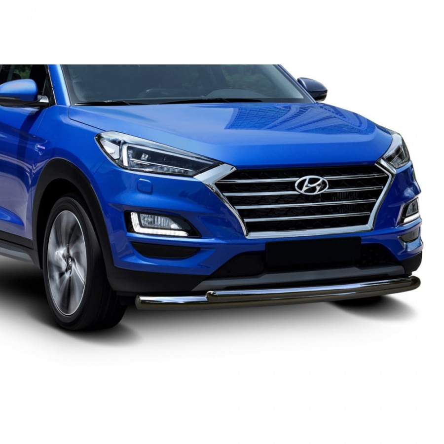 Защита переднего бампера для Hyundai Tucson III рестайлинг 2018-н.в. Rival d57+d42