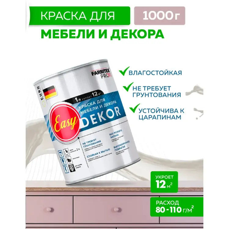 Акриловая краска для мебели и декора Farbitex PROFI EasyDekor 4300011680