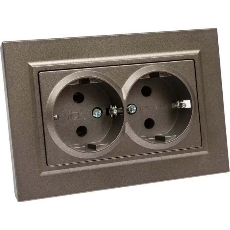 Двухместная розетка IEK Brite рс12-3-бртб BR-R21-16-K45-F