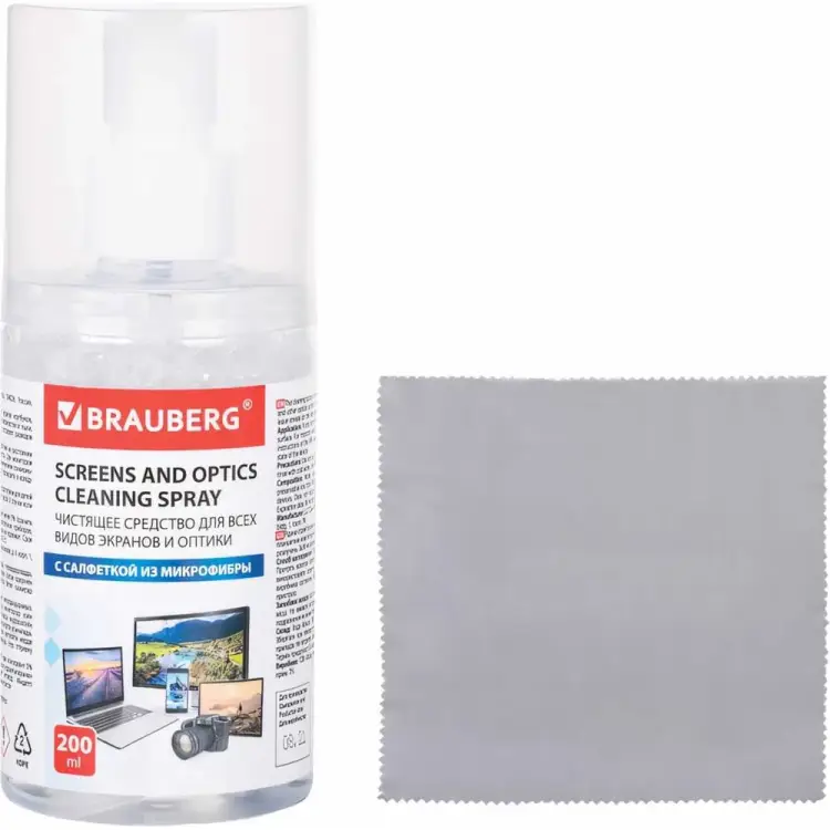 Чистящий набор для экранов всех типов и оптики BRAUBERG 513560