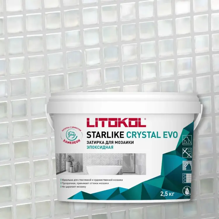 Эпоксидный состав для укладки и затирки мозаики и керамической плитки LITOKOL STARLIKE EVO S.700 CRYSTAL 485460003 Эпоксидный состав для укладки и затирки мозаики и керамической плитки LITOKOL STARLIKE EVO S.700 CRYSTAL 485460003