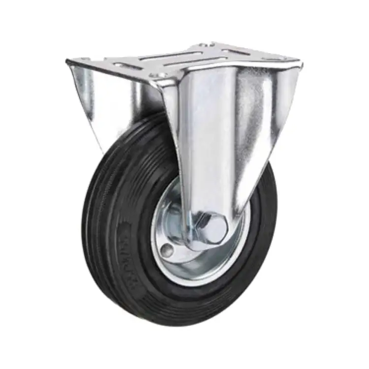 Промышленное усиленное колесо TOR FRC 46 (100 мм, площадка, неповоротное, черная резина, роликоподшипник) 1027190