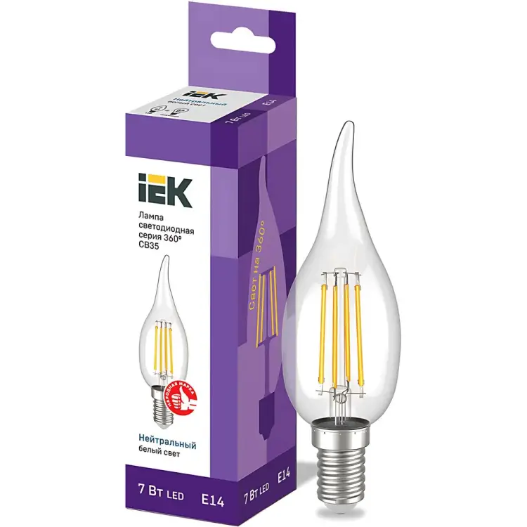 Лампа IEK серия 360 LLF-CB35-7-230-40-E14-CL
