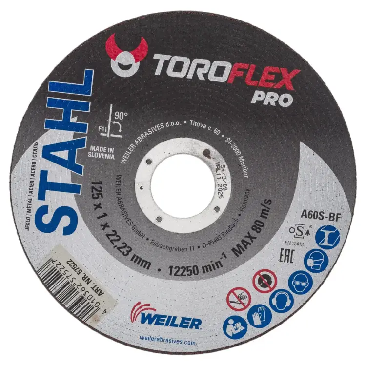 Круг отрезной по стали TOROFLEX A60S-BF PRO 4010362575227 Круг отрезной по стали TOROFLEX A60S-BF PRO 4010362575227