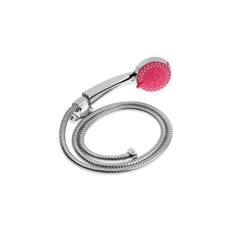 Набор для душа Zein шланг 150 см, держатель, лейка 5 режимов, розовый/хром 6931453