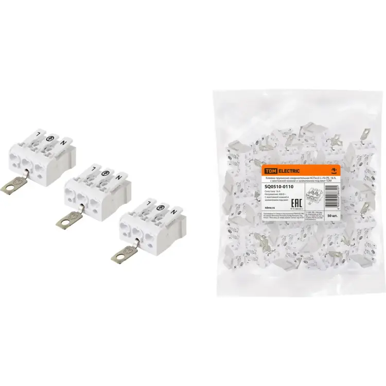 Пружинная соединительная клемма под винт TDM ELECTRIC кспнз3-l+n+pe SQ0510-0110