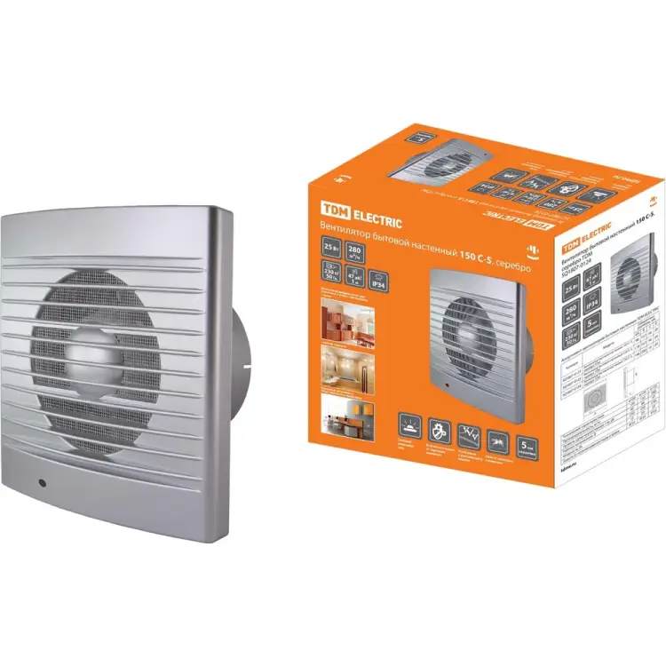 Бытовой настенный вентилятор TDM ELECTRIC 150 С-5 SQ1807-0124