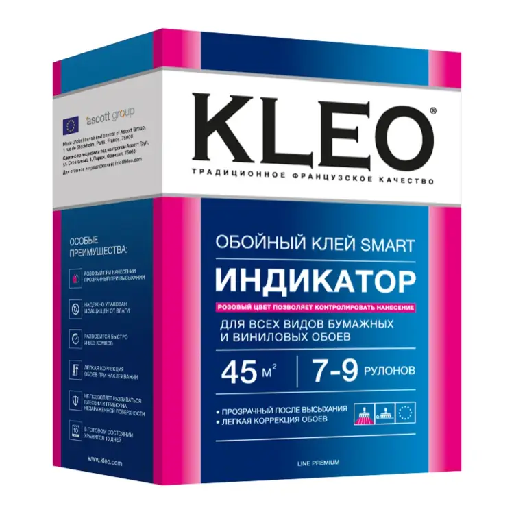 Сыпучий клей для бумажных и виниловых обоев KLEO 7-9 040 INDICATOR Сыпучий клей для бумажных и виниловых обоев KLEO 7-9 040 INDICATOR