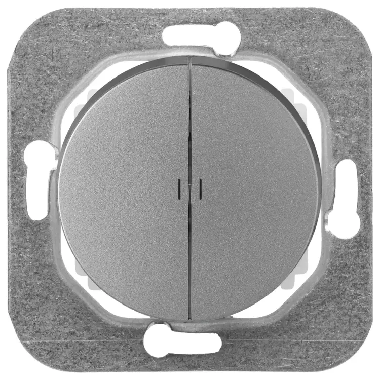 Двухклавишный механизм выключателя BYLECTRICA серия ПРОВАНС С510-3308 серебро