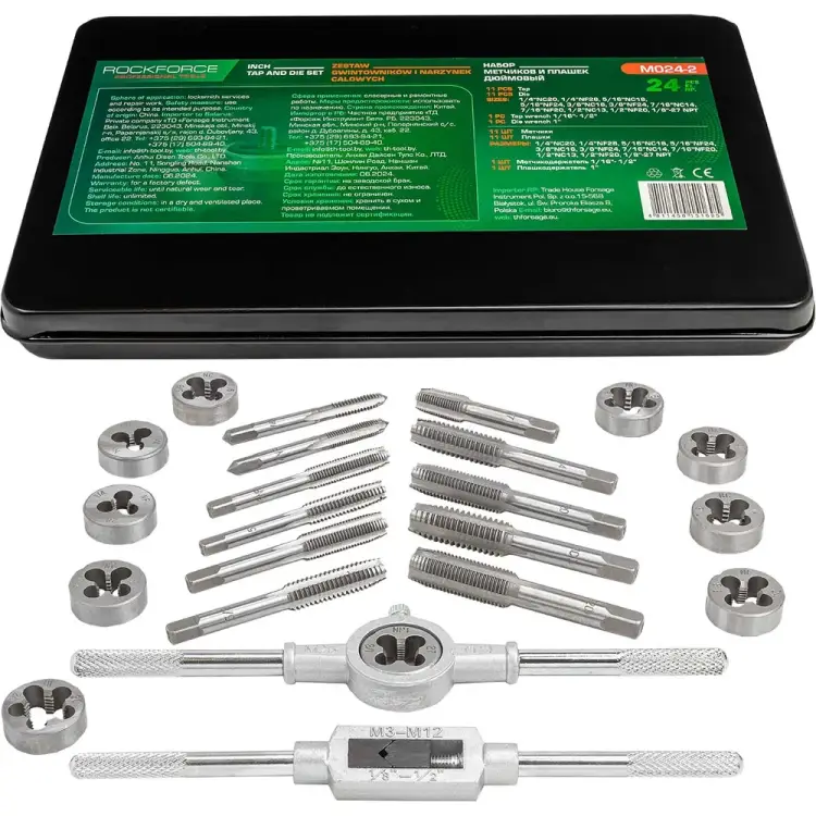 Набор метчиков и плашек дюймовый Rockforce RF-M024-2(10458)