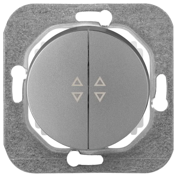 Двухклавишный проходной механизм выключателя BYLECTRICA ПРОВАНС С(6+6) 10-3363 серебро