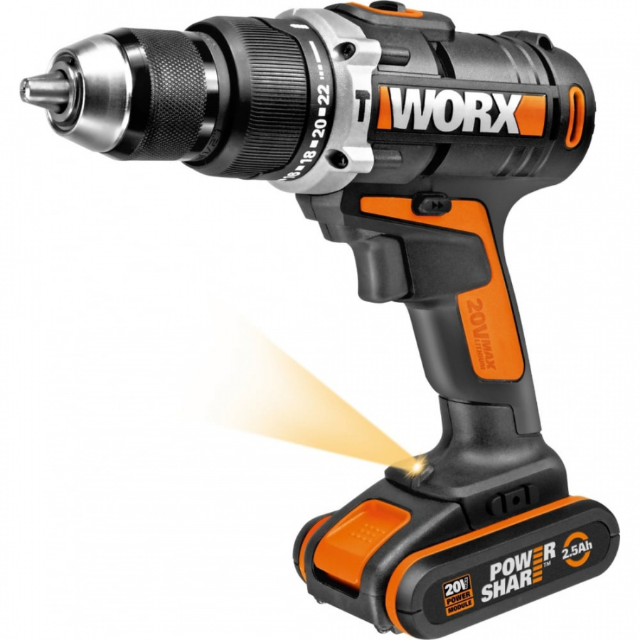 Ударная аккумуляторная дрель-шуруповерт WORX WX372