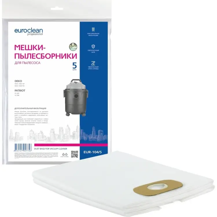 Синтетические мешки для пылесоса DEKO EURO Clean EUR-104/5 Синтетические мешки для пылесоса DEKO EURO Clean EUR-104/5