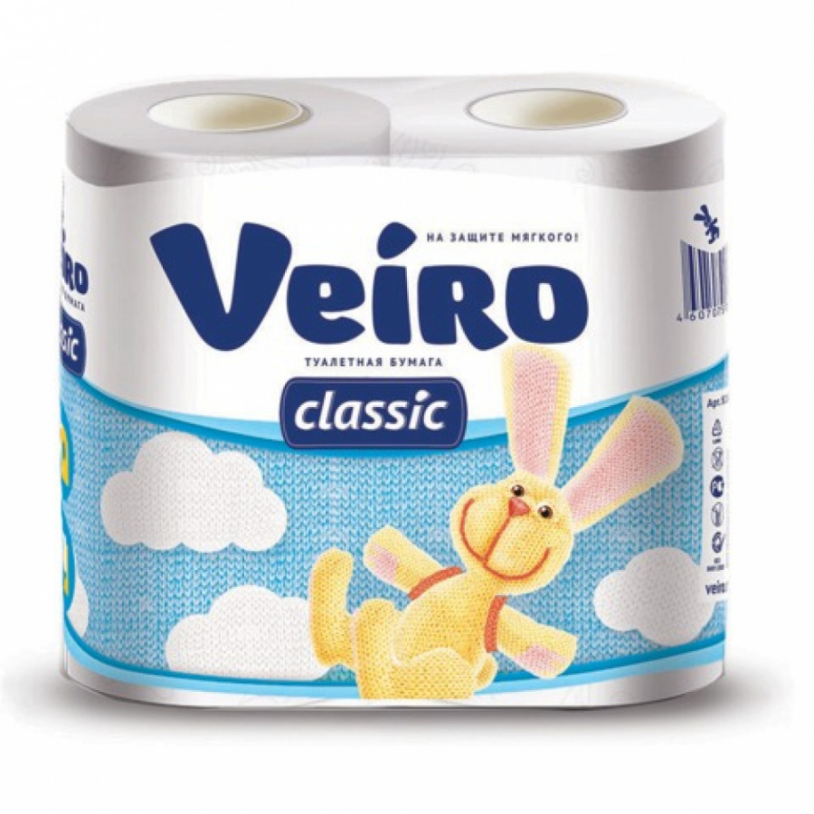 Бытовая двухслойная туалетная бумага VEIRO Classic