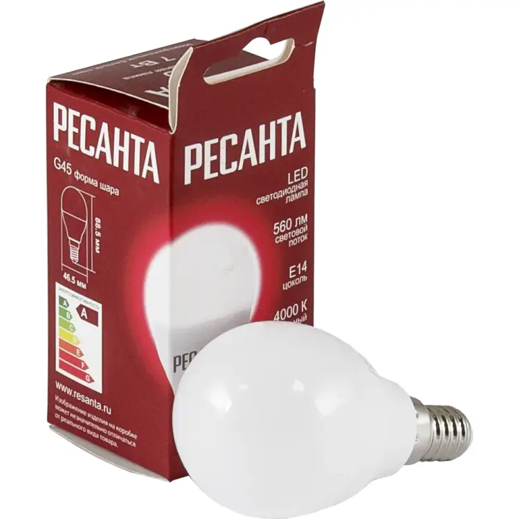 Светодиодная лампа Ресанта LL-R-G45-7W-230-4K-E14 76/1/8
