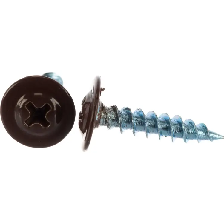 Острый саморез с прессшайбой качественный крепеж 4,2/19 RAL8017 коричневая (250 шт.) 0300219