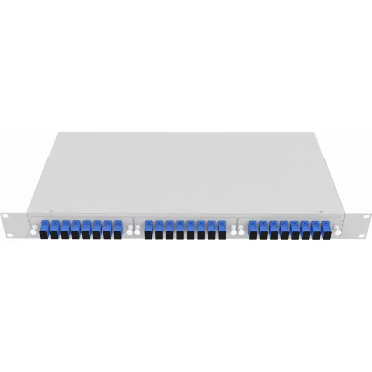 Укомплектованный одномодовый стоечный оптический кросс TopLan КРС-Top-1U-24SC/U-OS2-GY