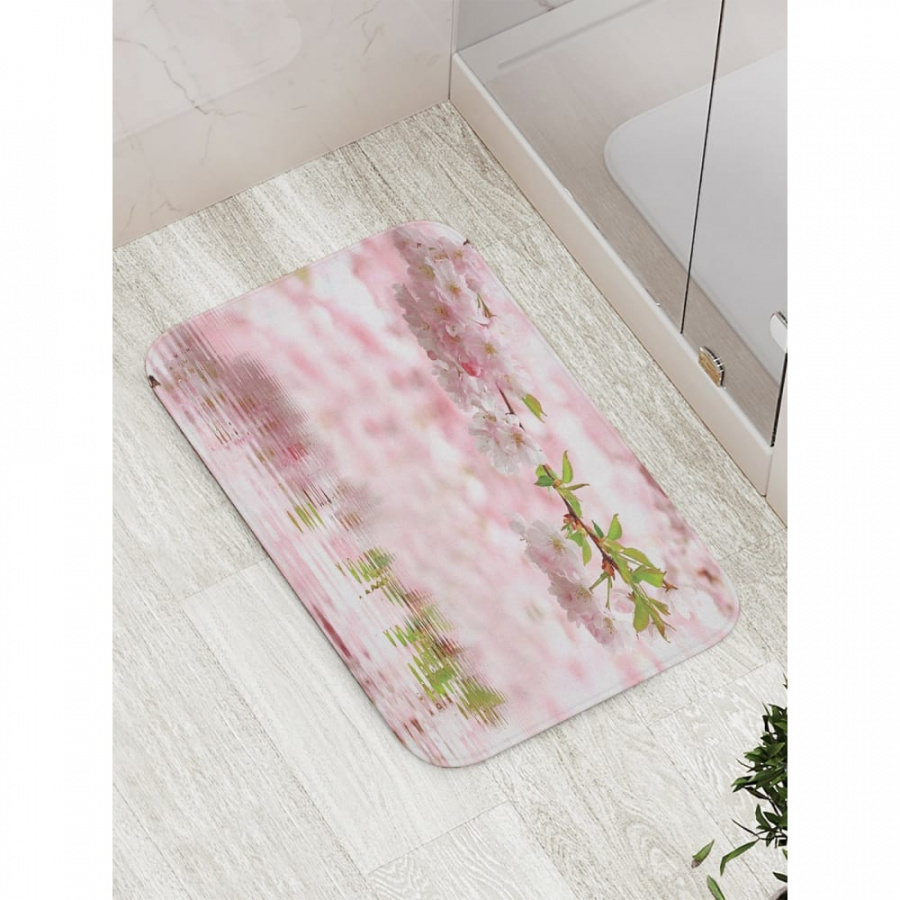 Противоскользящий коврик для ванной, сауны, бассейна JOYARTY Цветок смотрит в отражение