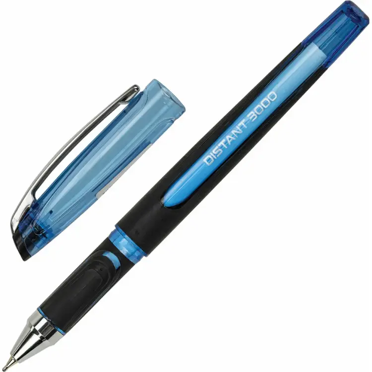 Шариковая масляная ручка BRAUBERG DISTANT 3000 увеличенная длина письма, СИНЯЯ, линия 0,5 мм 144151