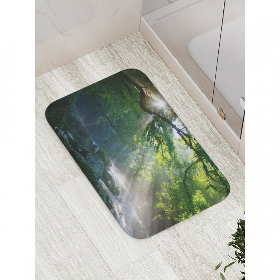 Противоскользящий коврик для ванной, сауны, бассейна JOYARTY Солнце пробивается через лес
