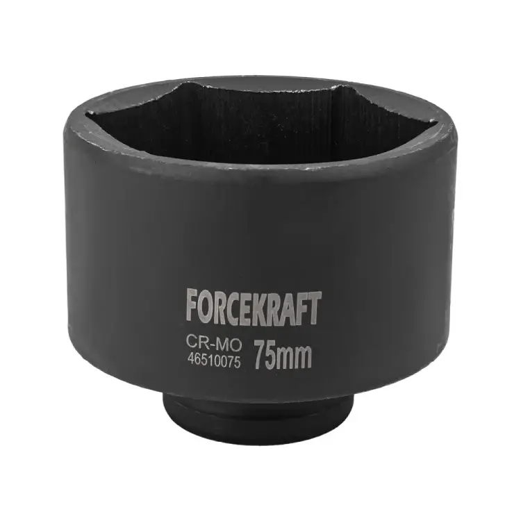 Ударная глубокая 6-гранная головка Forcekraft FK-46510075(19654) Ударная глубокая 6-гранная головка Forcekraft FK-46510075(19654)