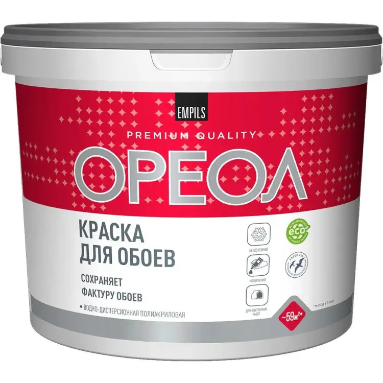 Водно-дисперсионная полиакриловая краска для обоев для внутренних работ ОРЕОЛ 5362 Водно-дисперсионная полиакриловая краска для обоев для внутренних работ ОРЕОЛ 5362