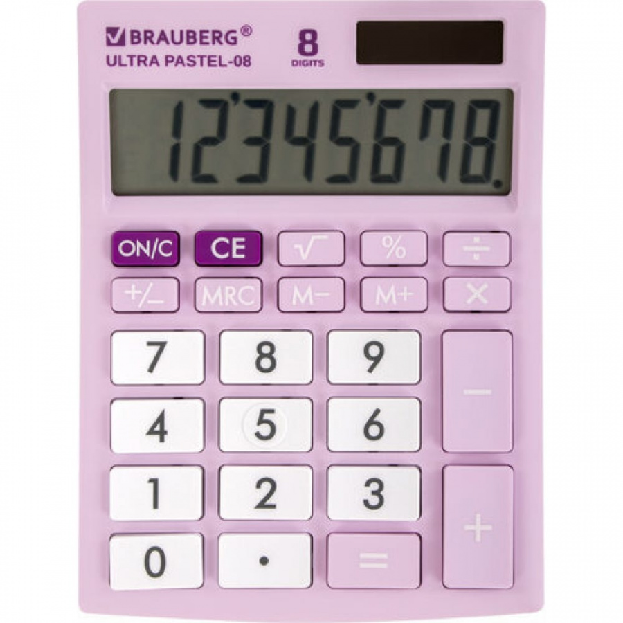 Настольный компактный калькулятор BRAUBERG ULTRA PASTEL-08-PR