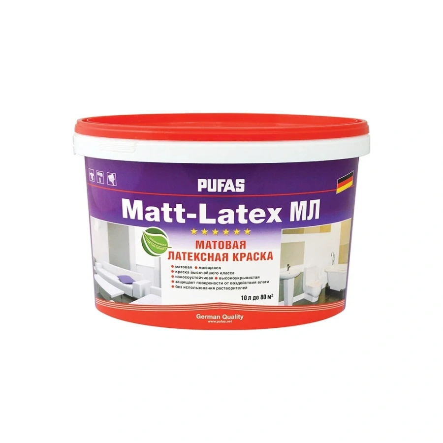 Моющаяся латексная морозостойкая краска Pufas MATT-LATEX тов-084879