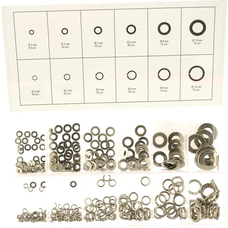 Набор шайб и гроверов СИБРТЕХ 47614 Набор шайб и гроверов СИБРТЕХ 47614