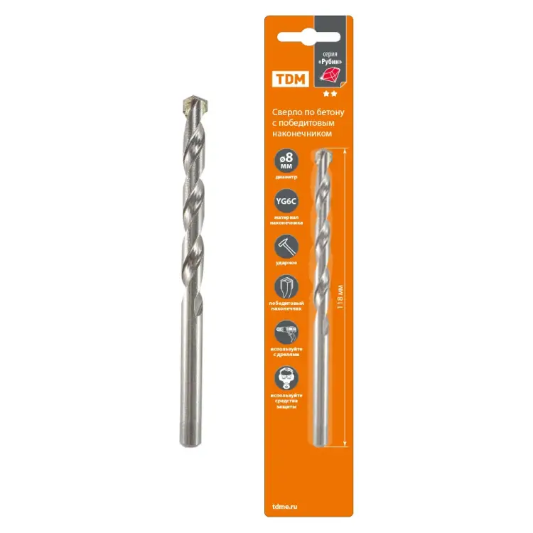 Ударное сверло по бетону TDM ELECTRIC Рубин SQ1092-0104