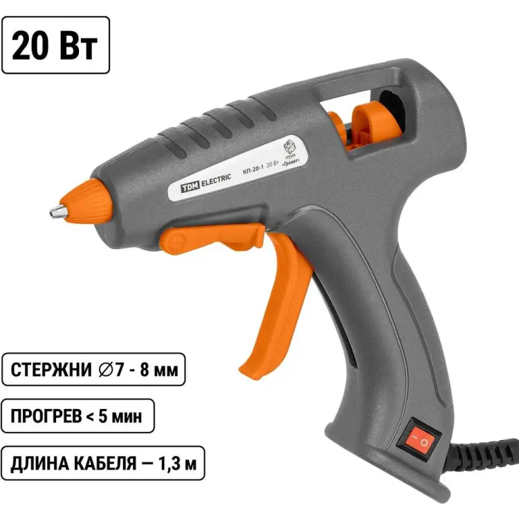 Клеевой пистолет TDM ELECTRIC КП-20-1 Гранит SQ1024-0303 Клеевой пистолет TDM ELECTRIC КП-20-1 Гранит SQ1024-0303