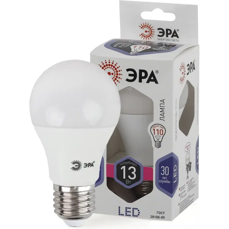 Светодиодная лампа ЭРА LED A60-13W-860-E27 Б0031395 Светодиодная лампа ЭРА LED A60-13W-860-E27 Б0031395
