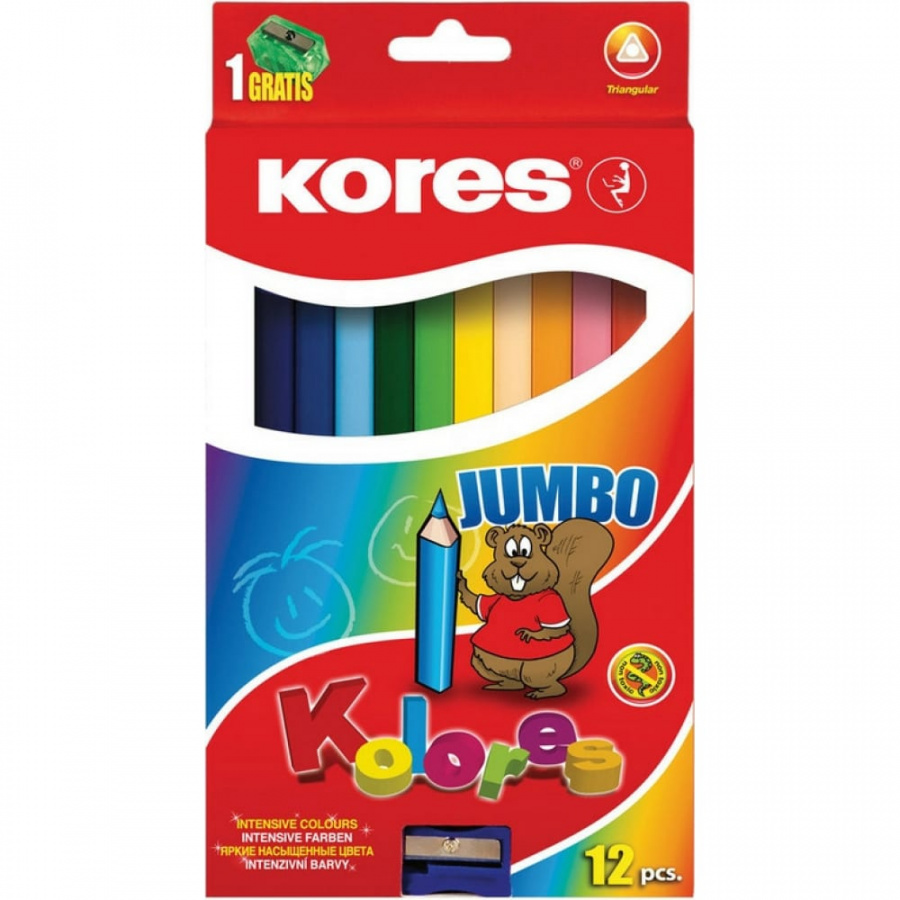 Трехгранные цветные карандаши Kores Jumbo