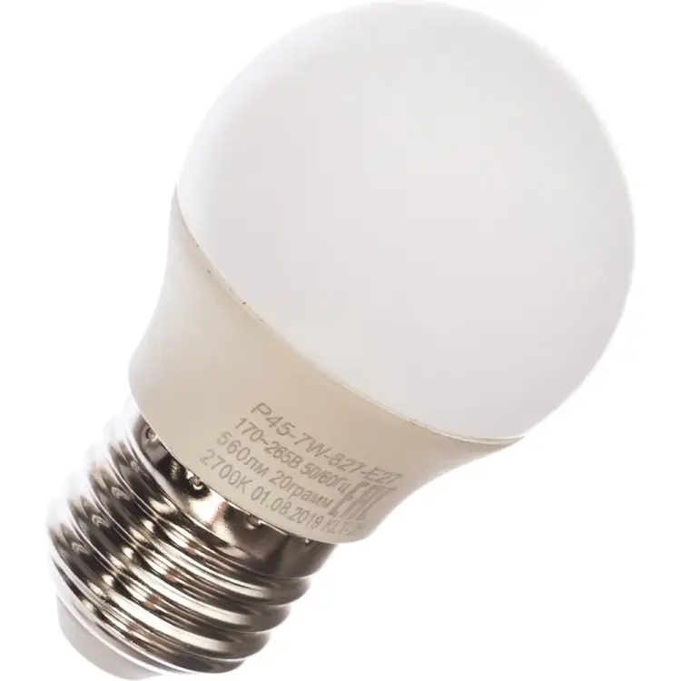 Светодиодная лампа ЭРА LED smd P45-7w-827-E27 Б0020550