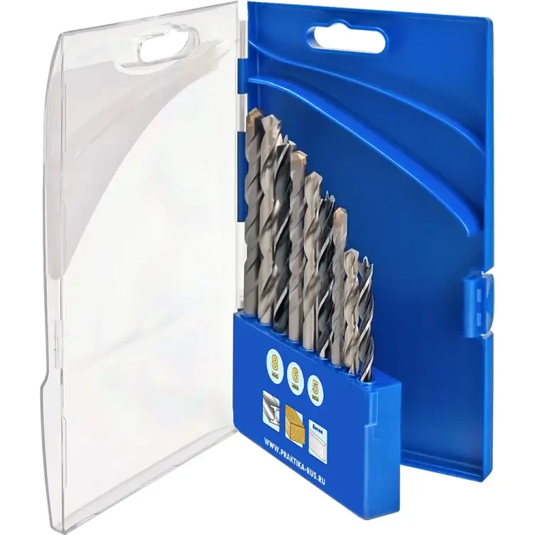 Комбинированный набор сверл по металлу, бетону, дереву ПРАКТИКА Профи 640-384