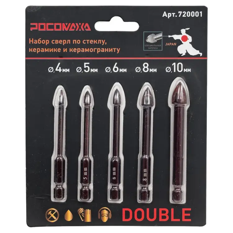 Набор сверл по стеклу, керамике и керамограниту РОСОМАХА 720001