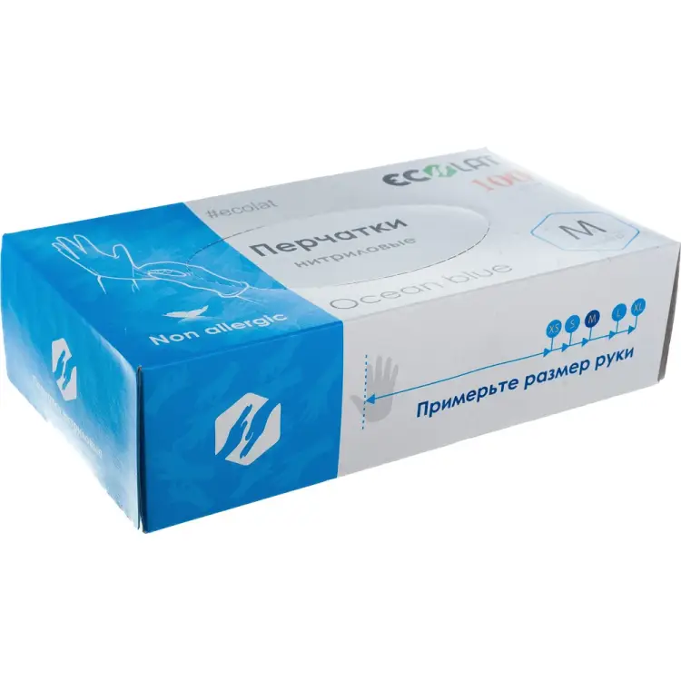 Нитриловые перчатки EcoLat Ocean blue 3035/M Нитриловые перчатки EcoLat Ocean blue 3035/M
