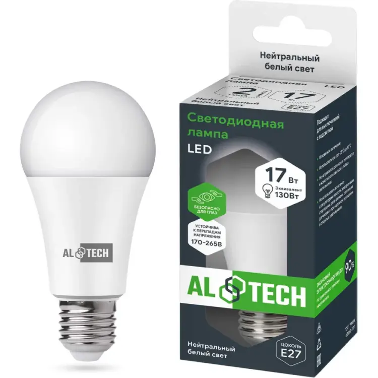 Лампочка светодиодная ALTECH LED Р60-17W-840-E27 4673758070302 Лампочка светодиодная ALTECH LED Р60-17W-840-E27 4673758070302
