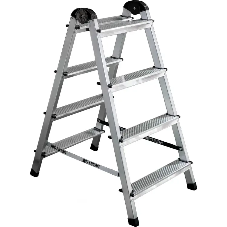 Алюминиевая четырехступенчатая двухсторонняя стремянка Perilla 111404 Алюминиевая четырехступенчатая двухсторонняя стремянка Perilla 111404