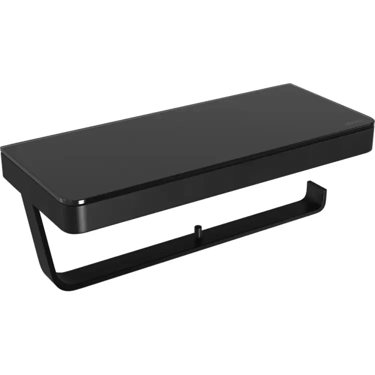 Держатель для туалетной бумаги Lemark GLASS LINE двойной, с полкой, черный/черное стекло 9722042 Держатель для туалетной бумаги Lemark GLASS LINE двойной, с полкой, черный/черное стекло 9722042