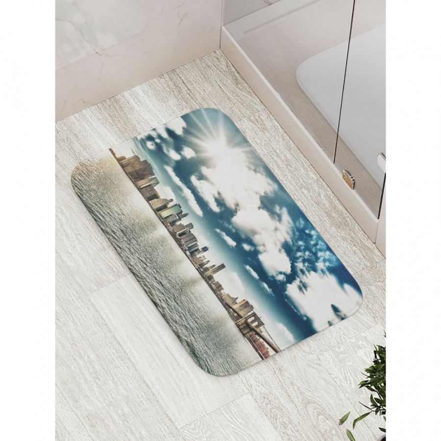 Противоскользящий коврик для ванной, сауны, бассейна JOYARTY Небоскребы на острове