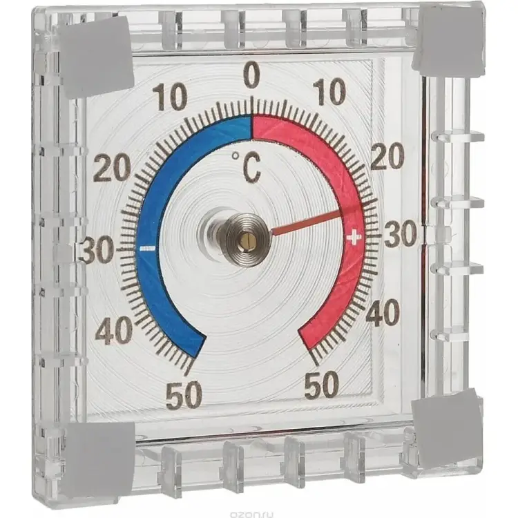 Биметаллический квадратный оконный пластиковый термометр Добропаровъ 4444066
