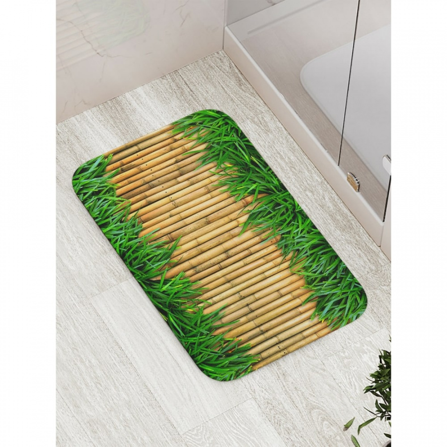 Противоскользящий коврик для ванной, сауны, бассейна JOYARTY Бамбук в траве