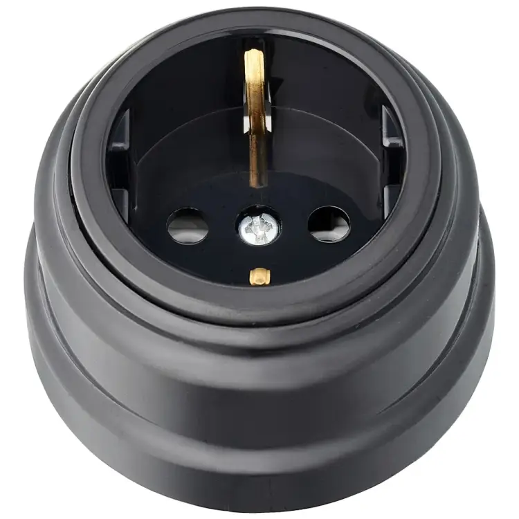 Одноместная розетка BYLECTRICA РЕТРО РА16-0202 черный