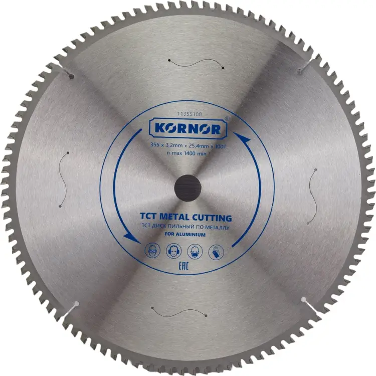 Пильный диск по алюминию KORNOR 11355100 Пильный диск по алюминию KORNOR 11355100